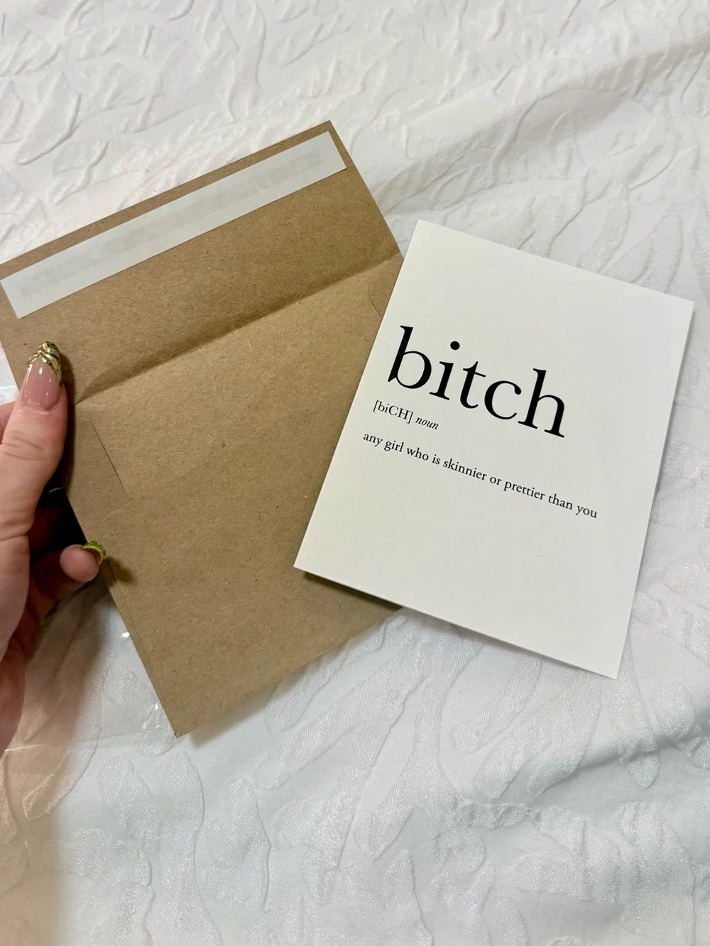 Novelty Definition Card - White with Black Text